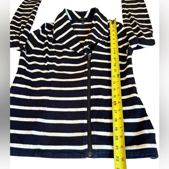 Talbots Full Zip Sweater Jacket Navy White Stripes Cotton Womens Size Medium - Picture 9 of 10